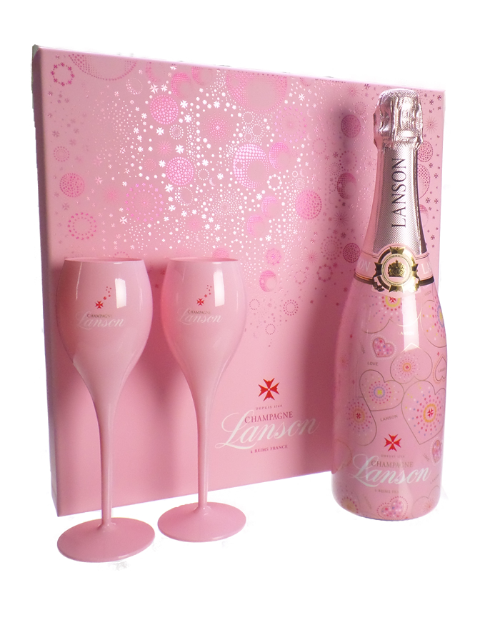 🥂 Lanson Rose Champagne Gift With Flute Glasses