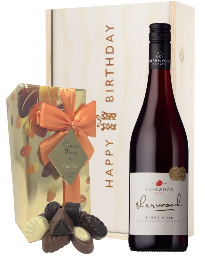 New Zealand Pinot Noir Red Wine and Chocolate Birthday Gift Box