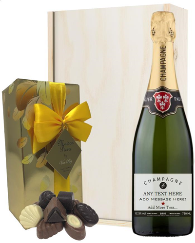 Personalised Champagne and Chocolates Gift Box