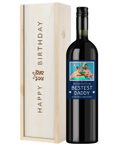 Personalised Red Wine Birthday Gift For Bestest Daddy - Photo Upload