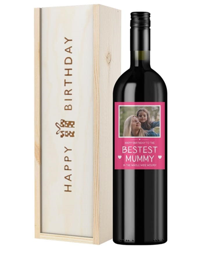 Personalised Red Wine Birthday Gift For Bestest Mummy - Photo Upload
