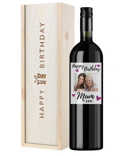 Personalised Red Wine Birthday Gift For Mum - Photo Upload