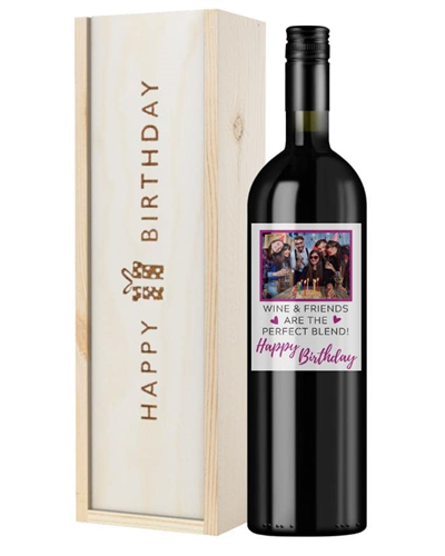 Personalised Red Wine Birthday Gift - Wine Friends - Photo Upload