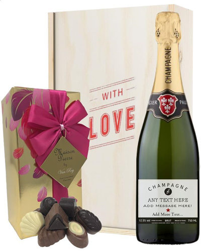 Personalised Valentines Champagne and Chocolates Gift Box