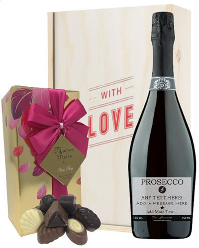 Personalised Valentines Prosecco and Chocolates Gift Box