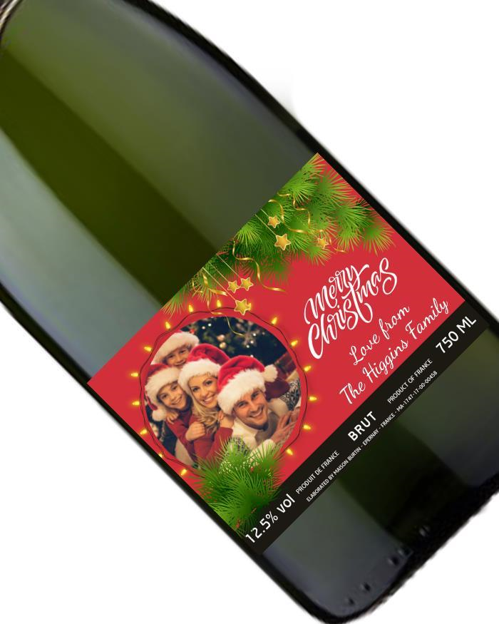 Personalised Merry Christmas Champagne With Photo Upload