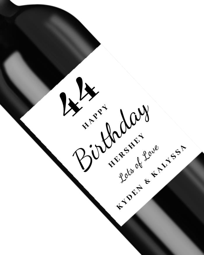 Red Wine Birthday Gift -  Age and Name Label