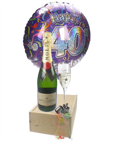 40th Birthday Stars Champagne Flute Glass – Gift Boxed – Personalise Me! DCF-23-BL - View #3