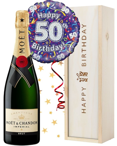 50th Birthday Champagne and Balloon Gift
