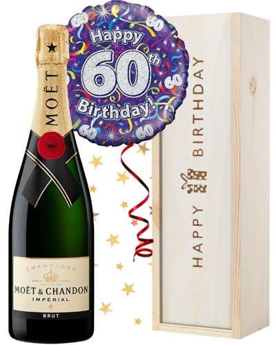 60th Birthday Champagne and Balloon Gift