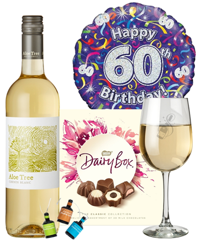 60th Birthday White Wine And Chocolates