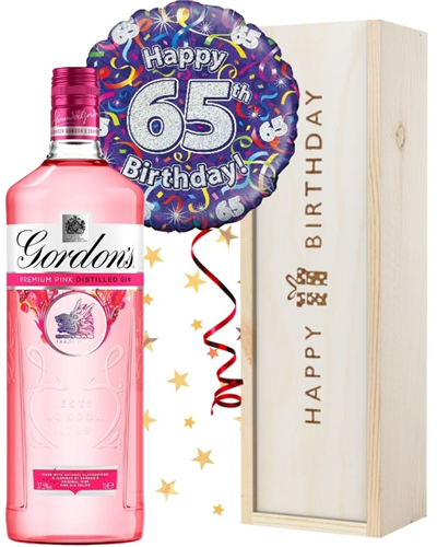 65th Birthday Pink Gin and Balloon Gift