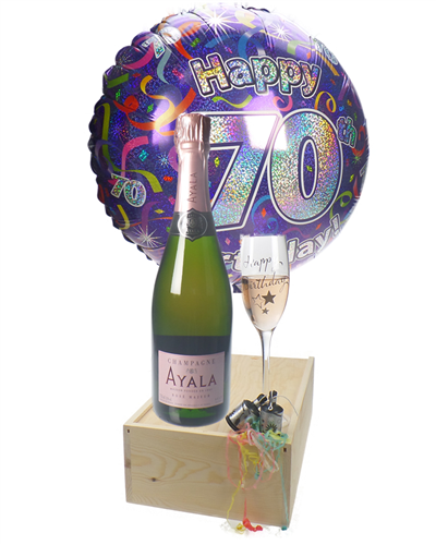 70TH BIRTHDAY ROSE CHAMPAGNE FLUTE GIFT