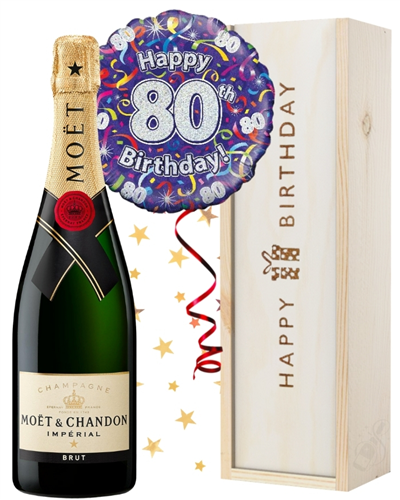 80th Birthday Champagne and Balloon Gift