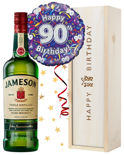 90th Birthday Irish Whiskey and Balloon Gift