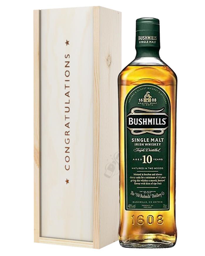 Bushmills 10 Single Malt Whiskey Thank You Gift In Wooden Box