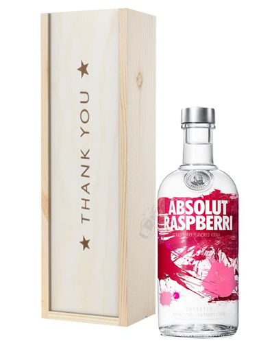 Absolut Raspberry Vodka Thank You Gift In Wooden Box