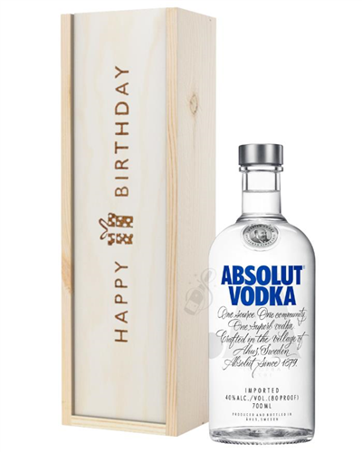 Absolut Vodka Birthday Gift In Wooden Box