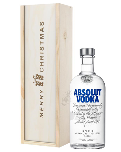 Absolut Vodka Christmas Gift In Wooden Box