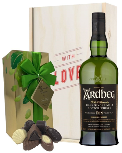 Ardbeg 10 Year Old Whisky and Chocolates Valentines Gift