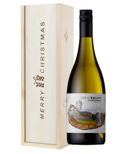 Australian Chardonnay White Wine Single Bottle Christmas Gift In Wooden Box