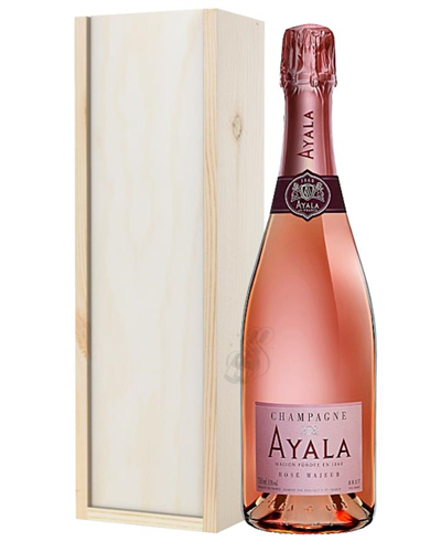 Ayala Rose Champagne Gift in Wooden Box