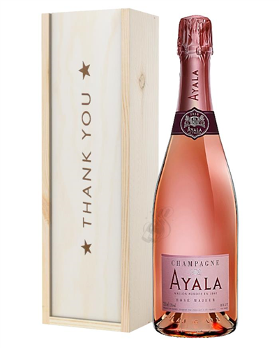 Ayala Rose Champagne Thank You Gift In Wooden Box