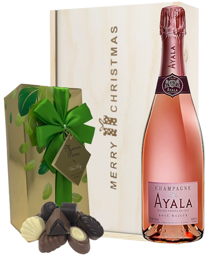 Ayala Rose Christmas Champagne and Chocolates Gift Box