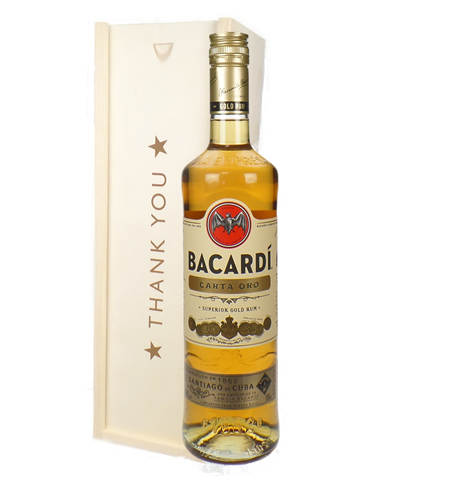 Bacardi Carta Oro Thank You Gift In Wooden Box