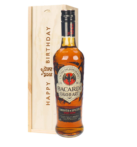 Bacardi Oakheart Rum Birthday Gift In Wooden Box