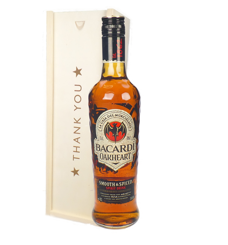 Bacardi Oakheart Rum Thank You Gift In Wooden Box