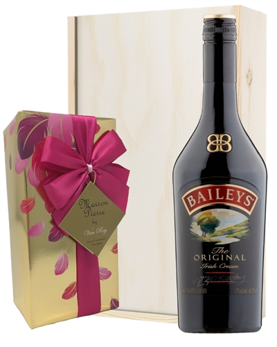 Baileys Original and Chocolates Gift Set in Wooden Box