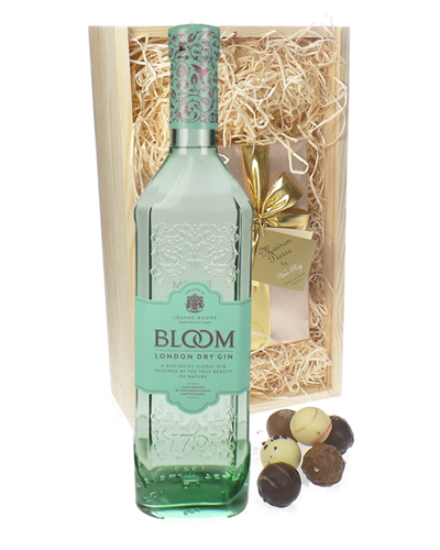 Bloom Gin And Chocolates Gift Set in Wooden Box