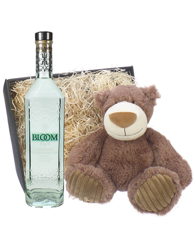 Bloom Gin And Teddy Bear Gift Basket