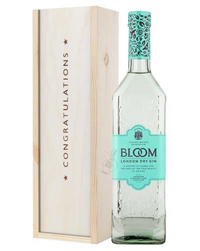 Bloom Gin Congratulations Gift In Wooden Box
