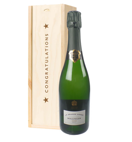 Bollinger Grande Annee Vintage Congratulations Gift In Wooden Box