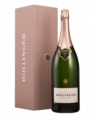 Bollinger Rose Champagne Jeroboam 300cl in A Pink Wooden Gift box