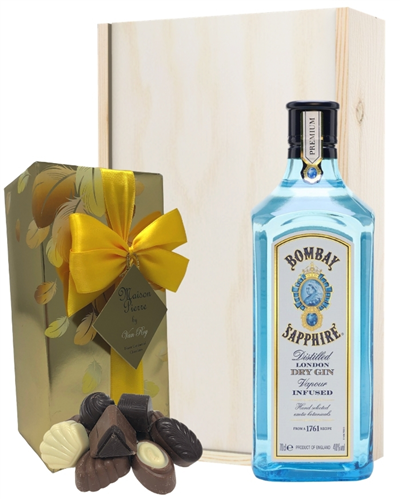 Bombay Gin And Chocolates Gift Set in Wooden Box