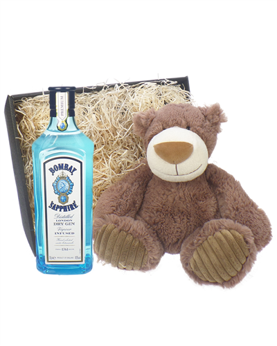 Bombay Gin And Teddy Bear Gift Basket