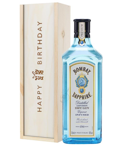 Bombay Sapphire Gin Birthday Gift In Wooden Box