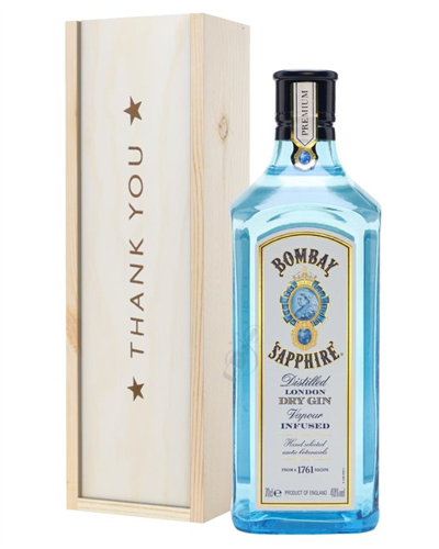 Bombay Sapphire Gin Thank You Gift In Wooden Box