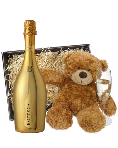 Botegga Gold Prosecco And Teddy Bear Gift