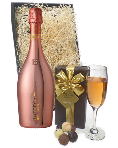 Bottega Rose Gold Prosecco And Belgian Chocolates