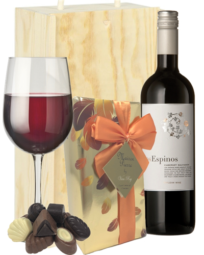 Cabernet Sauvignon Wine and Chocolates Gift Set in Wooden Box