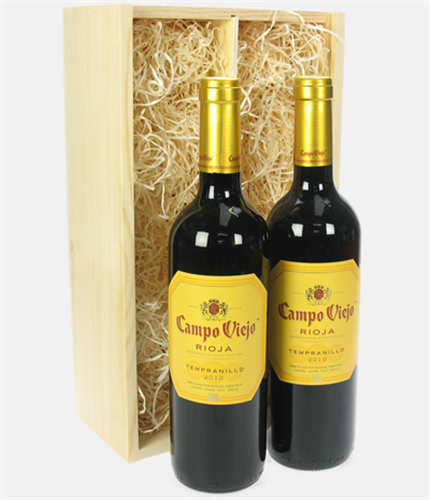 Campo Viejo Crianza Two Bottle Wine Gift in Wooden Box