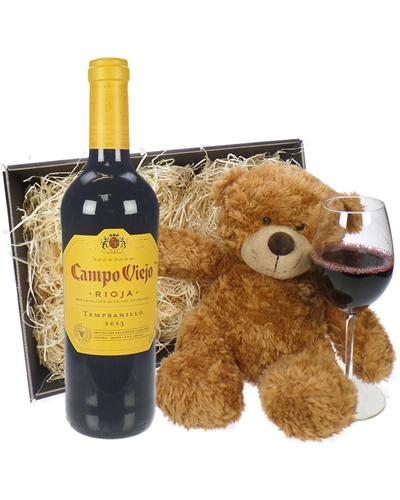 Campo Viejo Crianza Wine and Teddy Bear Gift Basket