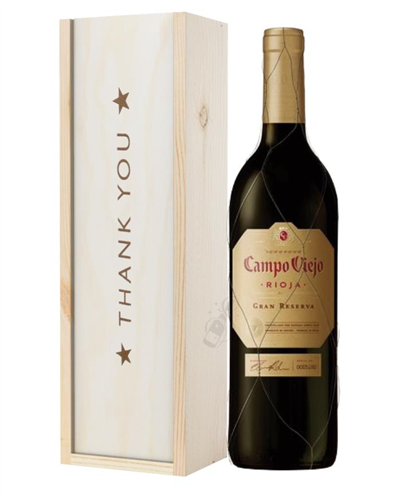 Campo Viejo Gran Reserva Red Wine Thank You Gift In Wooden Box
