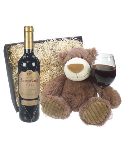 Campo Viejo Gran Reserva Wine and Teddy Bear Gift Basket