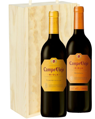 Campo Viejo Mixed Two Bottle Wine Gift in Wooden Box