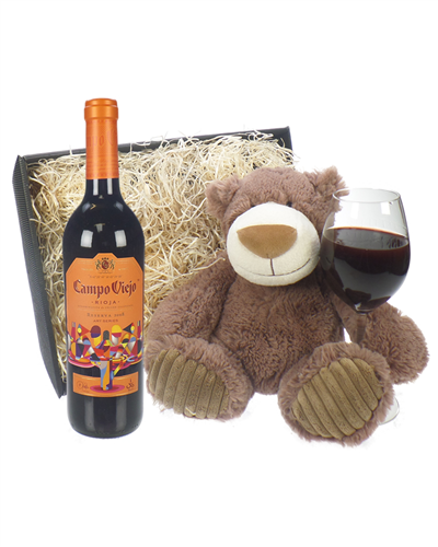 Campo Viejo Reserva Wine and Teddy Bear Gift Basket